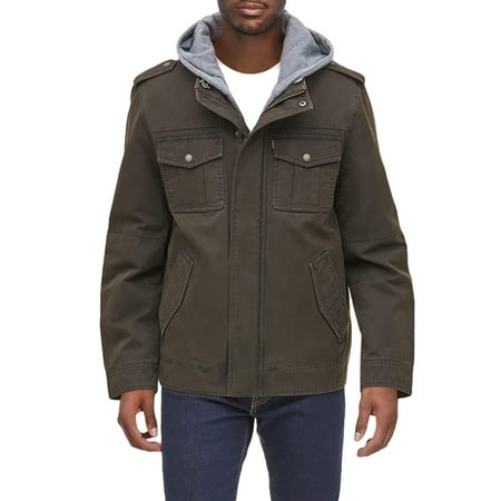 Levi's Men's Washed Cotton Hooded Military Jacket, Dark Brown, X-Small |  Walmart Canada