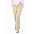 thumbnail image 2 of Women'S Cotton Linen Drawstring High Waisted Pants Casual Loose Fit Wide Leg Trousers Khaki S, 2 of 7