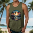 thumbnail image 2 of VBTAPA Mens Summer Beach Tank Tops Sleeveless Palm Tree Graphic Tees Big and Tall Casual Athletic Tanks Army Green XL, 2 of 6