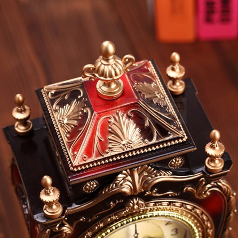 Vintage Style Table Clock - Antique Brown Desk Alarm Clock, Home & Office Decorative Desktop Clock