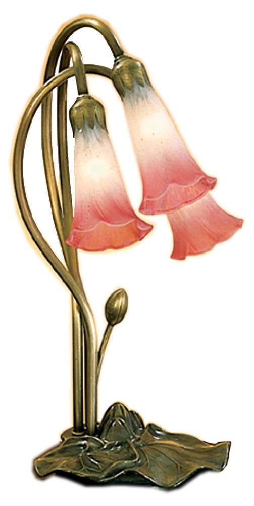 16"H Pink/White Pond Lily 3 Light Accent Lamp