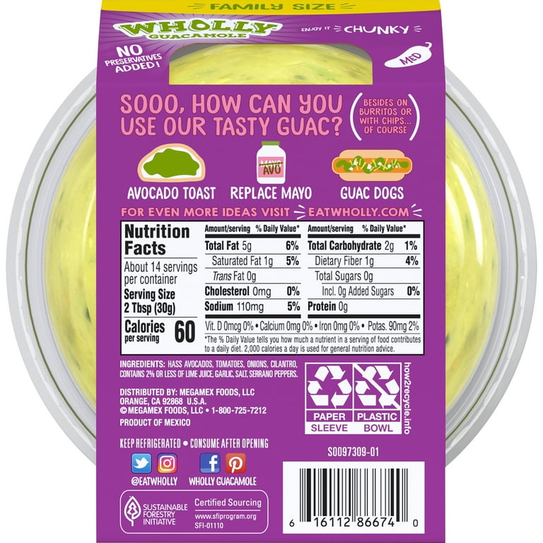 Wholly Guacamole Costco Calories Online Store www.cooperativaciencia.cl