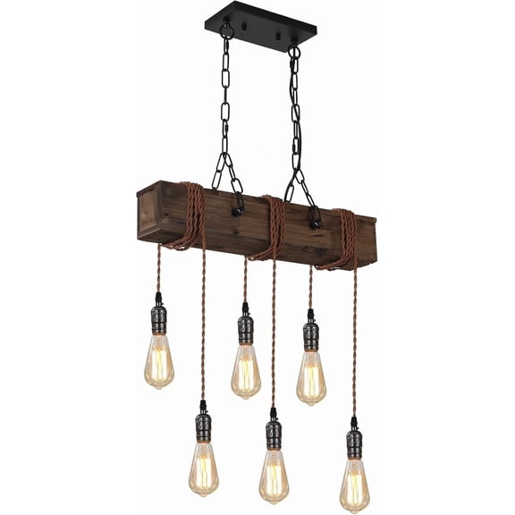 KEESFU 6-Light Farmhouse Adjustable Height Black Pool Table Lights