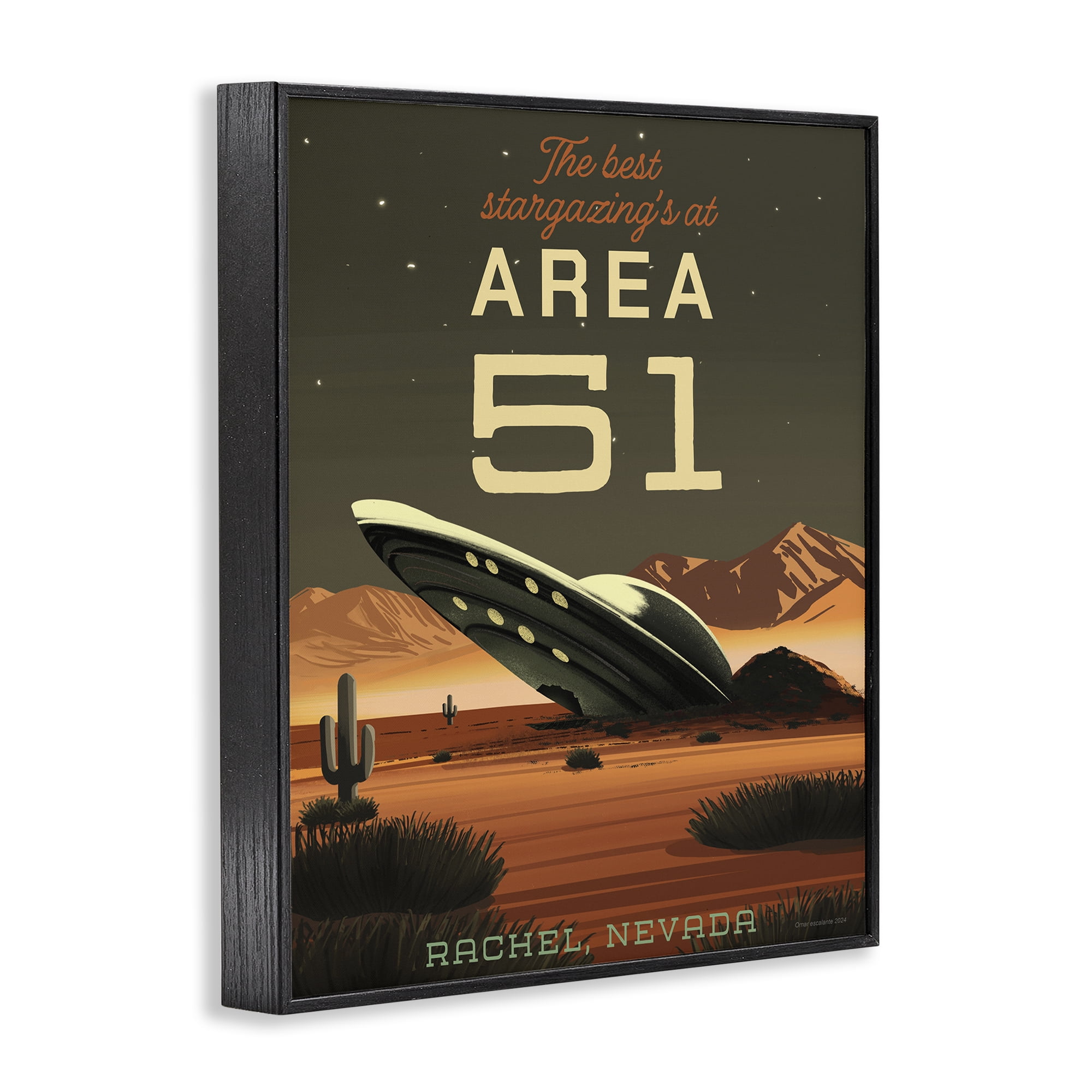Stupell Industries Stargazing Area 51 Black Framed Giclee Art, design by Omar Escalante