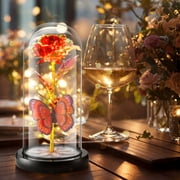 Qoosea Mothers Day Gifts, Artificial Flowers Eternal Red Rose Butterfly Led Lights, Birthday Gifts for Women Valentines Day Decorations Room Decor