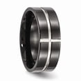 thumbnail image 5 of Titanium Polished Black IP Grooved Comfort Back Ring Size: 8; for Adults and Teens; for Women and Men, 5 of 7