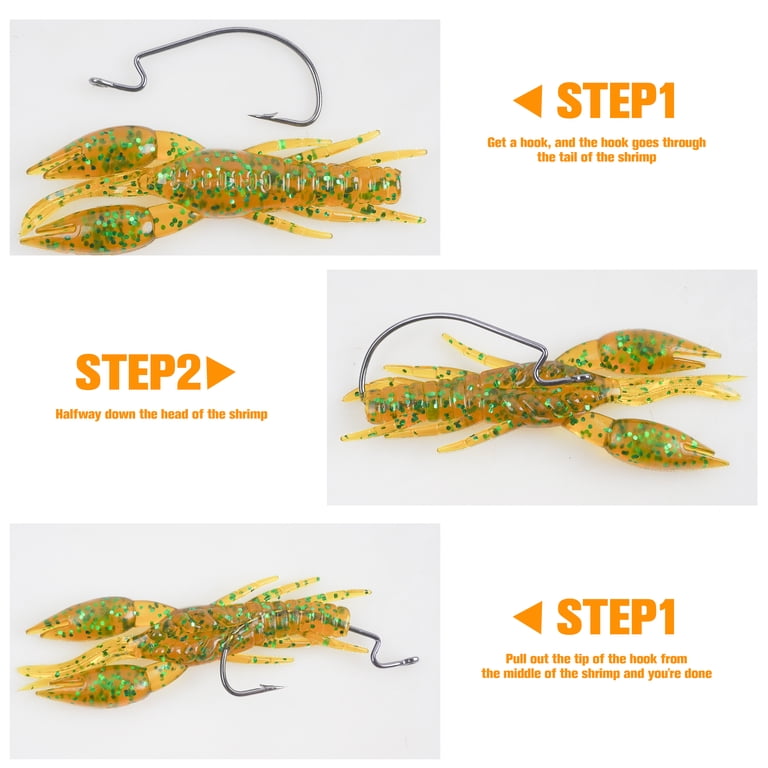 artificial crayfish lures for trout Crawfish Bait Soft Fishing Lures 18PCS Silicone Crayfish Bait Artificial  Worm Shrimp Creature Lures for Freshwater & Saltwater Fishing for Bass,