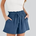 thumbnail image 4 of Bwdbhd Women 2024 Trendy Shorts Casual Summer Beach Shorts with Pockets Comfy Lounge Shorts Dark Blue,L, 4 of 4