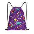 thumbnail image 1 of Xecao Retro 80s Style Pattern Sports Drawstring Backpack - String Swim Gym Bag with Wet Proof Pocket for Women&Men-Small, 1 of 6