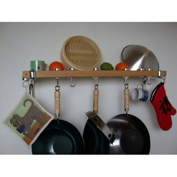 Track Rack Wall Pot Rack - Finish: Burnished Bamboo