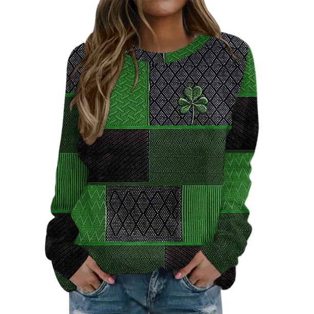 Sudadera LVOFTJU con estampado gráfico verde del Día de San Patricio para mujer