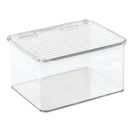 iDesign Kitchen Binz BPA-Free Plastic Stackable Organizer Box with Lid - 6.75in x 5.75in x 3.75in , Clear