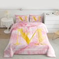 thumbnail image 2 of Homewish Initial M Letter Bedding Comforter Set for Girls, Romantic Gold Rose Twin Comforter Sets, Pink Marble Watercolor Reversible Bedding Set, Ultra Soft Bedroom Decor, 2 Pieces, 2 of 8