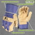 thumbnail image 3 of Heavy Duty Work Gloves with Leather Palm, Large Wells Lamont 3300L, 3 of 7