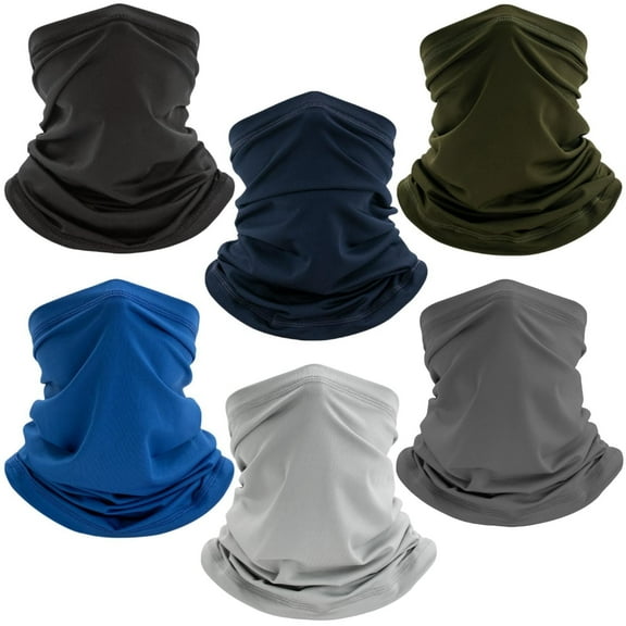 6 Pack Neck Gaiter Balaclava Bandana Gator Face Mask Scart Cover Breathable Sun Protection Headwear for Men Women