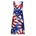 thumbnail image 4 of Abomasnow Women's 4Th of July Dress Casual Independent Day Printed Sleeveless American Flag Patriotic Dress Round-Neck Tiered Beach Vacation Dresses, 4 of 5