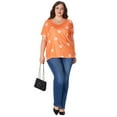 thumbnail image 3 of SOMER 2025 Women's Plus Size Top Flower Printed V Neck Short Sleeve Casual Plus Size Tops for Women, 3 of 7