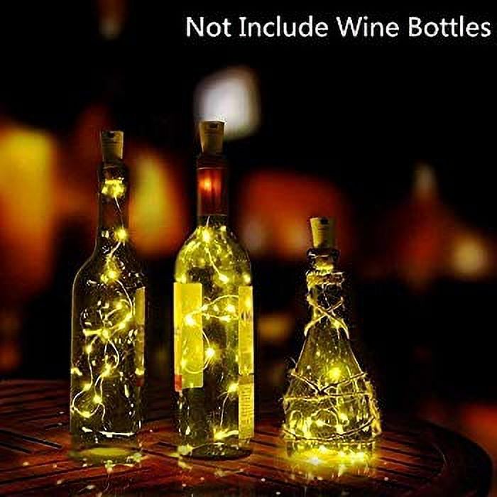10 Pack 20 LED Wine Bottle Cork Lights Copper Wire String Lights, 2M/7.2FT Battery Operated Wine Bottle Fairy Lights Bottle DIY, Christmas, Wedding Party Décor Warm White (Bottle not Include) - image 4 of 4