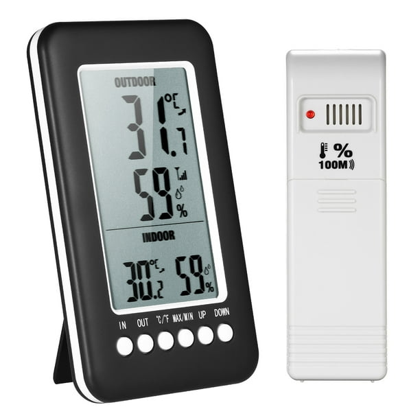 Thermomètre extérieur intérieur, thermomètre connecté avec 3 capteurs sans  fil, moniteur d'humidité et de température (/), enregistrement max min,  affichage tendance et c