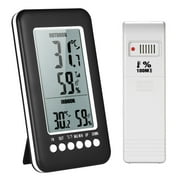 LCD Digital Wireless Indoor/Outdoor Thermometer Hygrometer ℃/℉ Temperature Humidity Meter with Max Min Value Display Transmitter