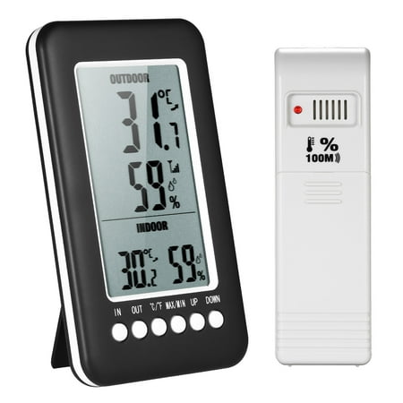 

LCD Digital Wireless Indoor/Outdoor Thermometer Hygrometer 鈩鈩Temperature Humidity Meter with Max Min Value Display Transmitter
