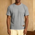 thumbnail image 4 of hlysgo Mens Short Sleeve T-Shirts Casual Knit Texture Crewneck Pocket Tee Tops Loose Fit Summer Shirt Gray,XL, 4 of 6