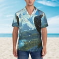 thumbnail image 2 of Gukieu Majestic Eagle Over Castle Print Men's Short-sleeved Shirts, Button-down Lapel Hawaiian Shirts, T-shirts, Beach Vacation Summer Casual Wear,Medium, 2 of 7