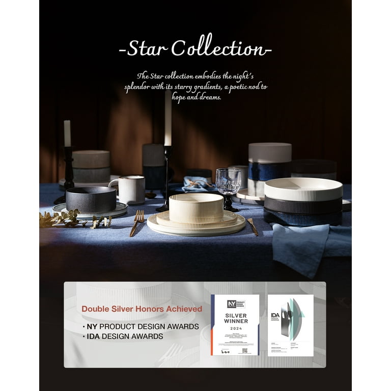 Famiware Star Stoneware Dinnerware Sets, 12 Piece for 4 - Walmart.com
