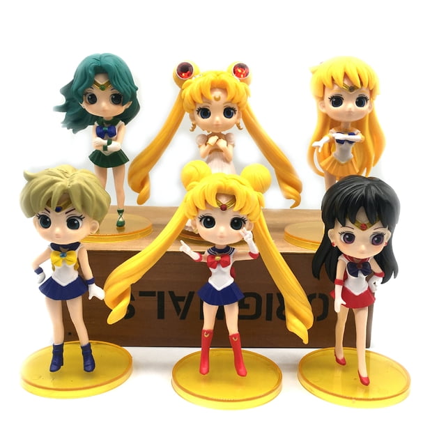 Figura de anime de la colección de juguetes Sailor Moon, modelo 6 unidades, 11 cm