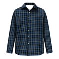 thumbnail image 6 of Button Down Flannel Shirt for Men Long Sleeve Plaid Casual Checkered Top Workwear Out Autumn Winter Soft Breathable Style Royal Blue M, 6 of 7