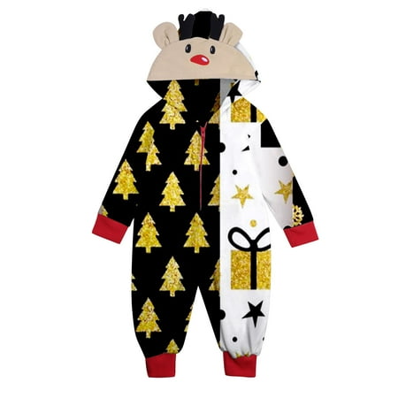 

JHGoosr Christmas Family Snowflake Red And Green Plaid Printed Parent Child Top And Pajamas Jumpsuit (Baby) Parent-child Clothing(Yellow)