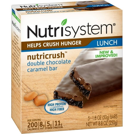 Nutrisystem Double Chocolat Caramel NutriCRUSH Barres de remplacement repas, 1,8 oz, 5 count, (Pack de 6)