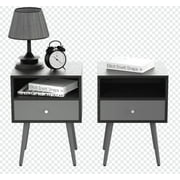 YC hot sale Update Modern Nightstand with 1Drawers, Suitable for Bedroom/Living Room/Side Table (Dark Grey)