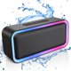 LENRUE A8 10W Portable Wireless IPX5 Waterproof Bluetooth Speaker with RGB Lights , HD Stereo, 18H Playtime, TF Card, for Home Garden Party Camping-Black - image 1 of 8