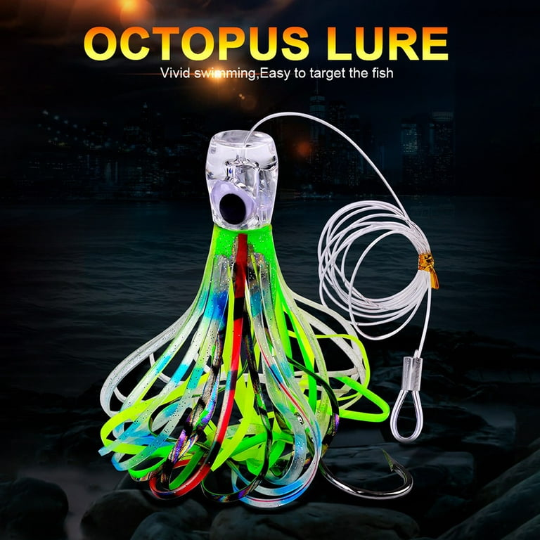 Octopus Skirt Lures Saltwater Fishing Lures Squid Lure Bass Lures with Hook  Line 