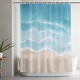thumbnail image 4 of Summer Blue Beach Shower Curtain, Coastal Nautical Watercolor Gradient Ocean Waves Waterproof Shower Curtain Set with 12 Hooks Lightweight Bath Curtains Fabric Bathroom Decor 72x84 Inches, 4 of 9