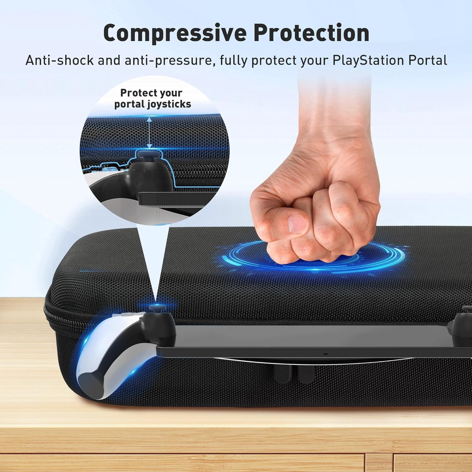 3 in 1 Accessoris Set Compatible with Playstation Portal, EVA Carrying Case for PS5 Portal, Soft Silicone Protective Cover, 2 Pack Screen Protector, Ps Portal Accessories