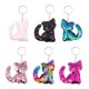 thumbnail image 5 of 6pcs Creative Sequins Cat Keychain Fashion Keyring Chain Chain Ornament Costa (rosa, colorido, rosado, verde, negro, blanco rosa, 6pcs/set), 5 of 8