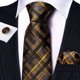 thumbnail image 4 of Set de corbatas Barry.Wang de seda a cuadros, 150 cm, con gemelos, 4 of 7