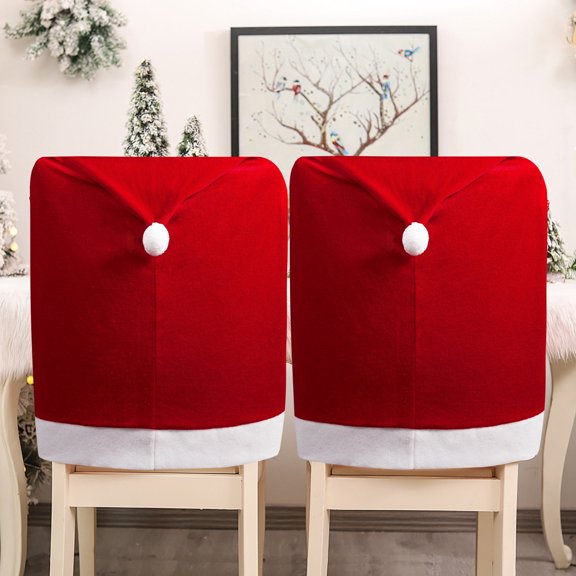 YANHAIGONG Christmas Dining Chair Covers,Christmas Chair Back Cover,Christmas Stretch Chair Protector Slipcovers ,Non-woven Christmas Chair Set Restaurant Hotel Chair Cover Hat Set
