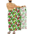 thumbnail image 5 of LA LEELA Men's Swimwear Beach Summer Pareo Long Sarong Wrap One Size Green, Hibiscus Vacation Holiday Party, 5 of 5