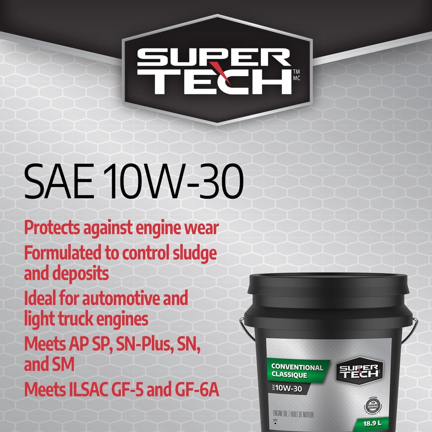 SuperTech Conventional SAE 10W-30 18.9L Pail