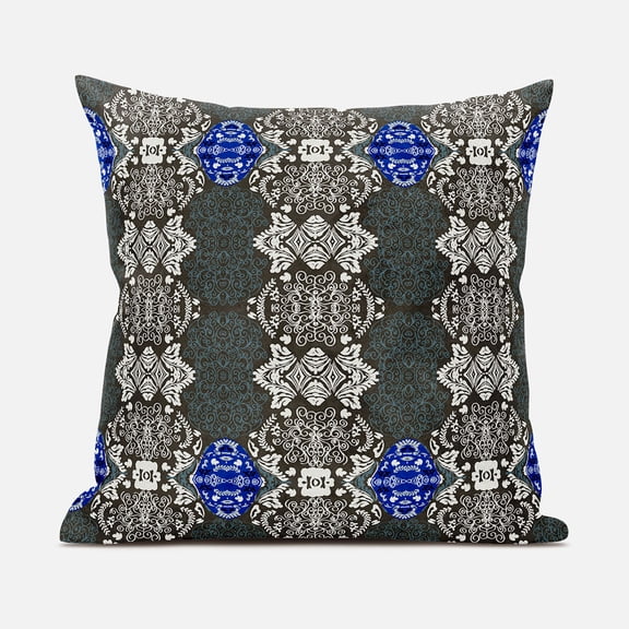 Carnival Geo Indoor/Outdoor Pillow in Brown Blue 20x20