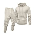 thumbnail image 6 of Dresfit Men's Sweatsuits Winter Big and Tall Drawstring Pullover Sweaters and Sweatpants Set Plain Solid Gym Tracksuits 2025 Long Sleeve Athletic Outfit Beige #4 Polyester, 6 of 6