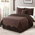 thumbnail image 2 of Home Soft Things Diamond Flannel Bedspread & Coverlet Set, 90" x 90", Chestnut, 2 of 4