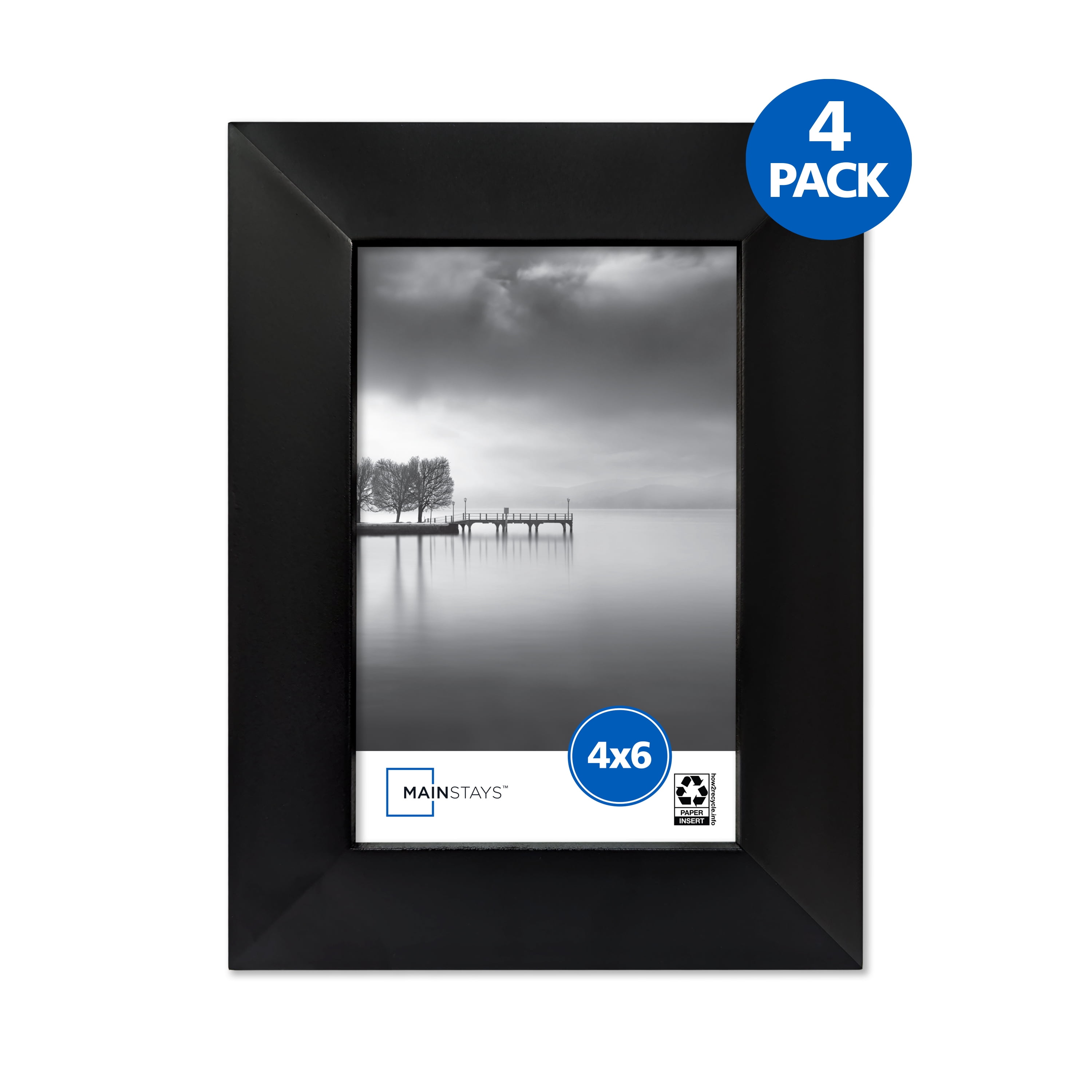 Mainstays Wide Black 4" x 6" Frame, Set of 4