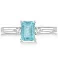 thumbnail image 2 of Emerald Cut Aquamarine and Diamond Engagement Ring 14k White Gold 1.01ct, 2 of 4