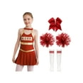 thumbnail image 1 of Runhomal Costume de Pom-Pom Girl pour Filles Enfants Halloween Carnaval Uniforme de Cheerleading Robe de Danse Sans Manches avec Pompons A Rouge 10, 1 of 7