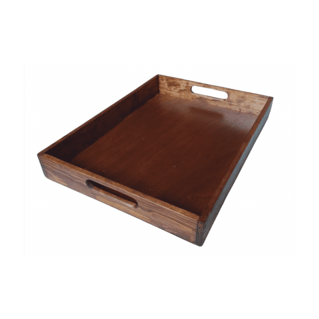 Bandeja de Madera para Servir Estilo Rústico Elegante – Charola Decorativa para Café, Desayuno y Cocina – Multiusos Hogar y Restaurante 40x30 cm – SNAPPYWRAPWOOD