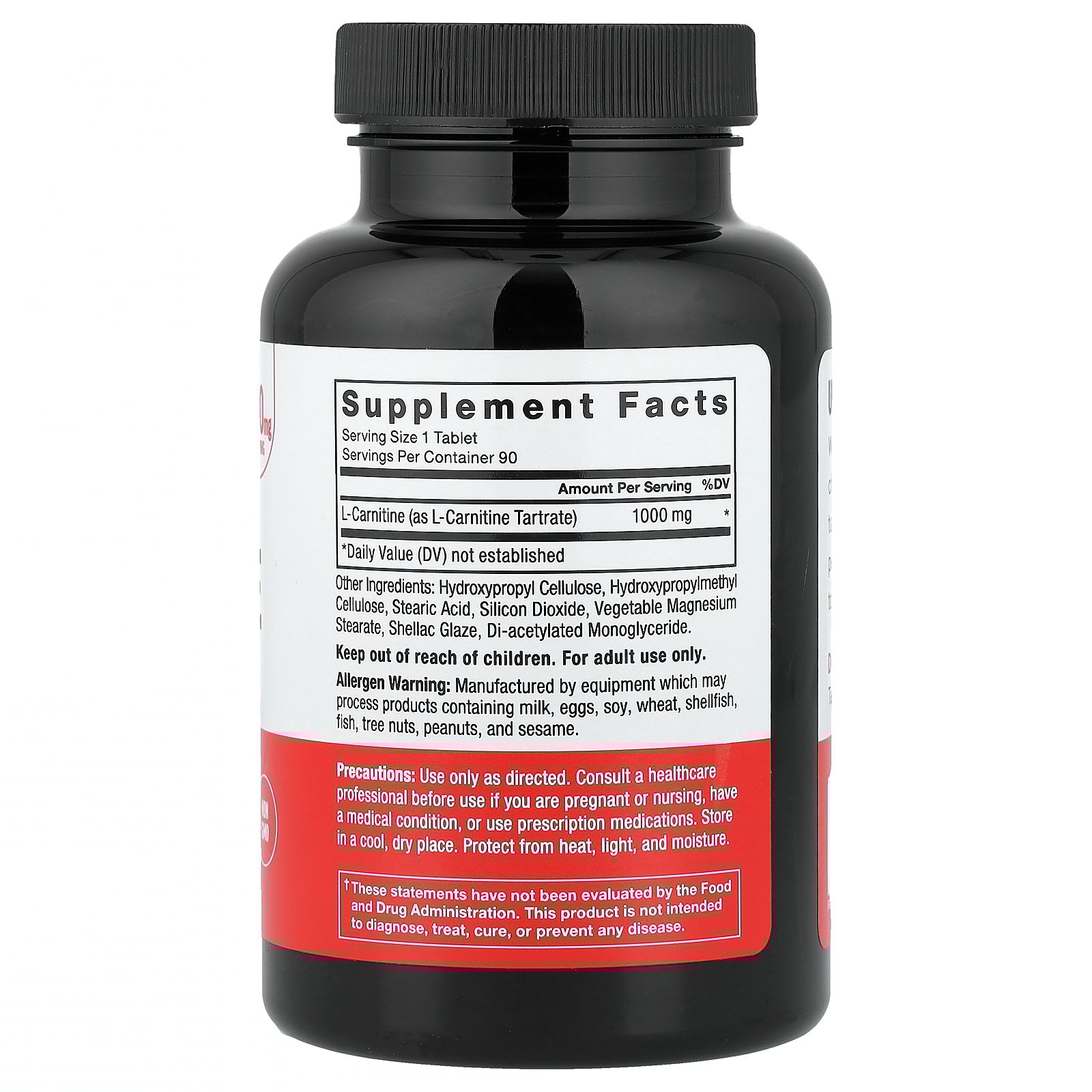 thumbnail image 4 of Force Factor L-Carnitine, 1,000 mg, 90 Tablets, 4 of 4